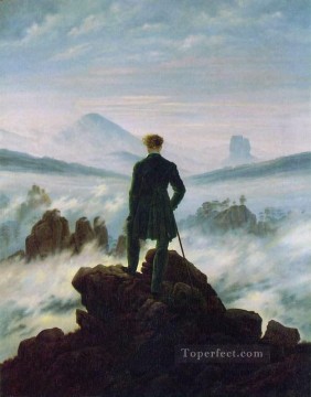 風景 Painting - 霧の海の上を放浪する人 HSE ロマンチックな風景 カスパール・ダーヴィッド・フリードリヒ山